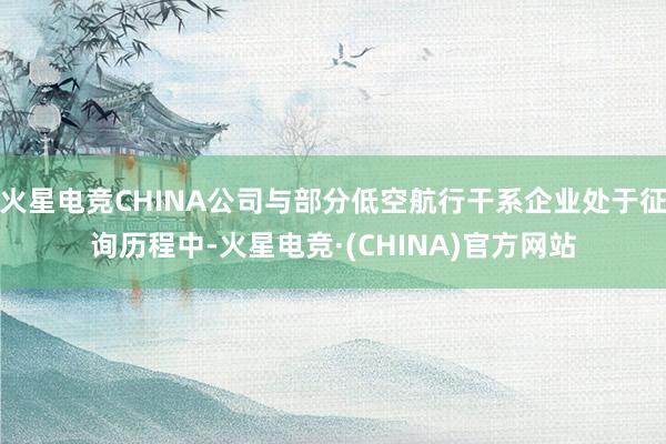 火星电竞CHINA公司与部分低空航行干系企业处于征询历程中-